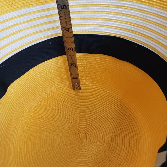 Vintage Medium Brim Hat Women\'s Church Straw Bright Yellow Pillbox Hat main image 8